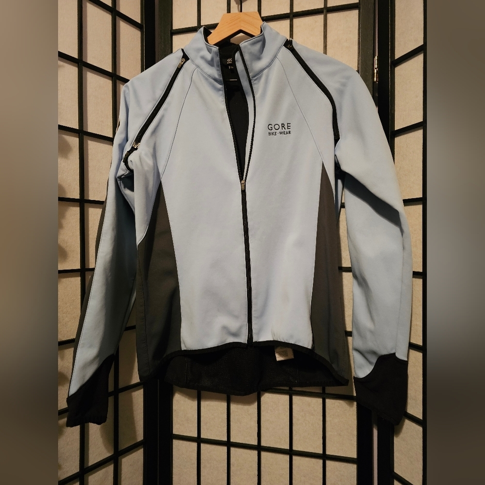 Windstopper Soft Shell Gore‎ Bike Wear Removable Sleeves Blue Gray Size 40
